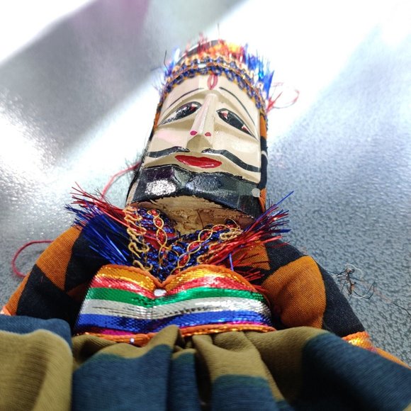 Topsy RAJASTHANI PUPPET Katnputi Indian Wooden Handmade Puppet Male Female RARE - Picture 10 of 16
